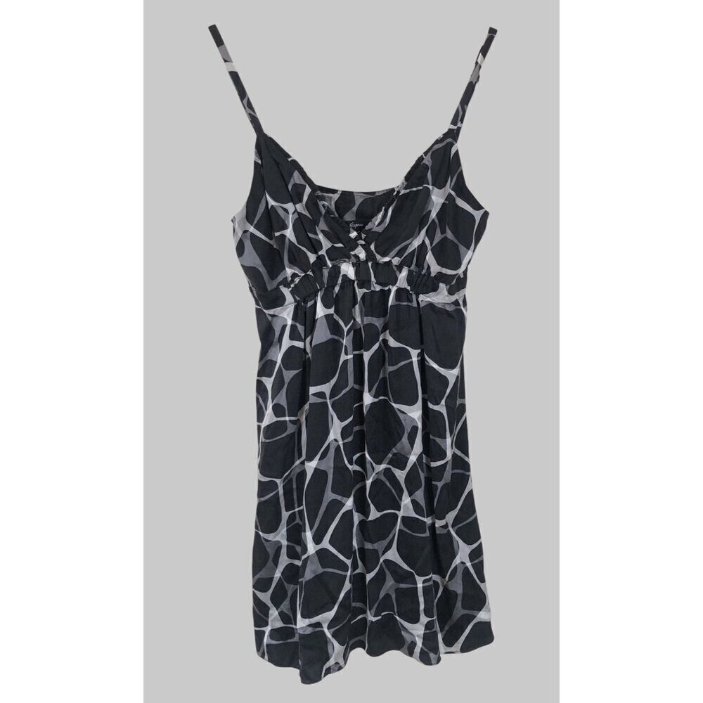 Express Silk Babydoll Dress/Tunic Top Womens Medium Animal Print y2k Empire